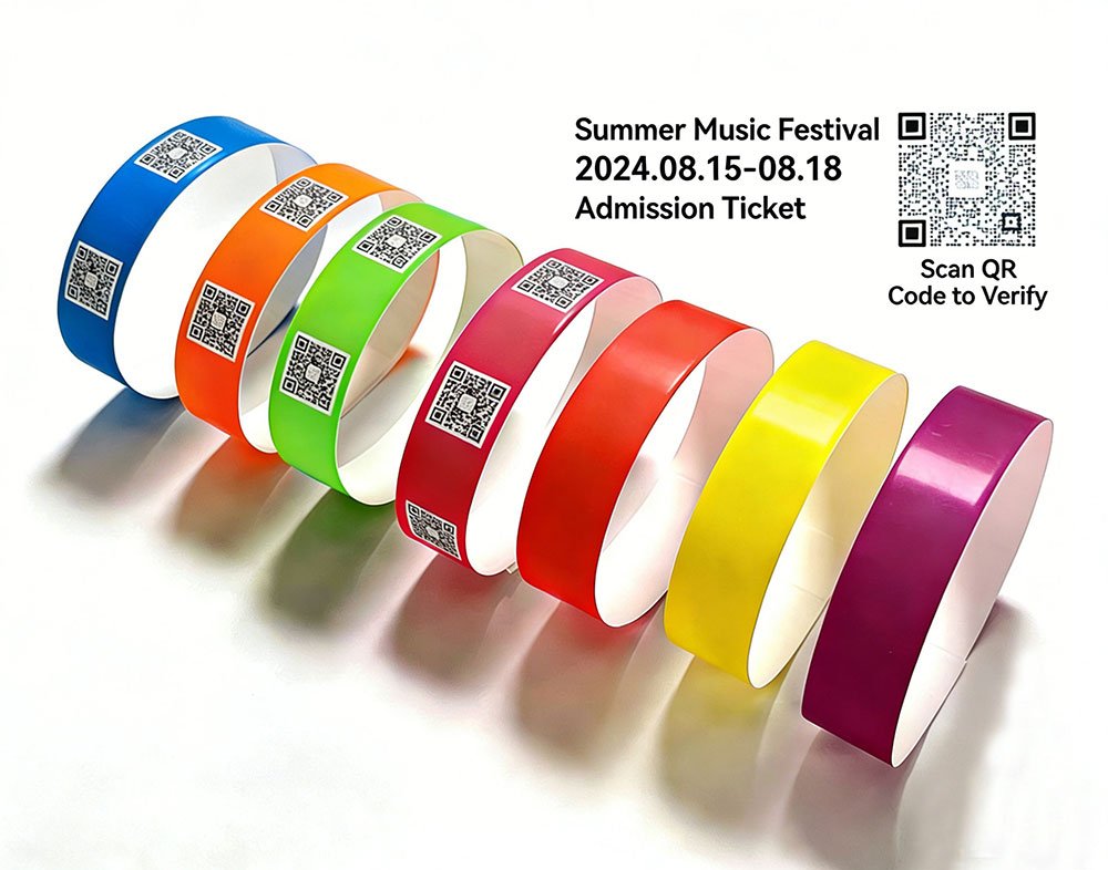 Tyvek-Armbänder mit Barcode und QR-Code