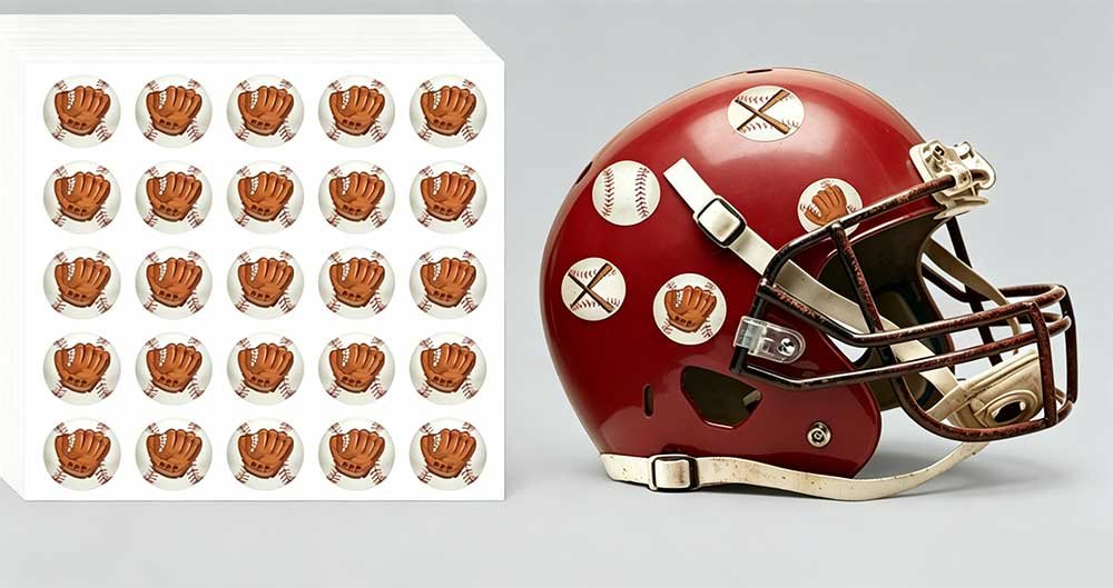 Selbstklebende Baseballhelm-Etiketten