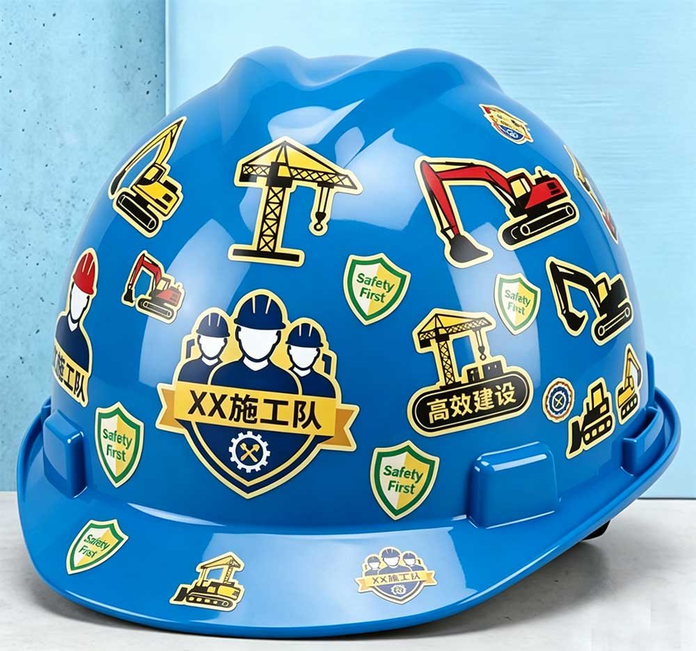 Schutzhelm Aufkleber in Sonderform