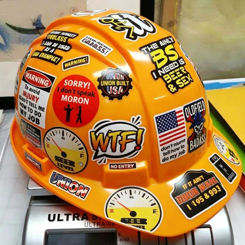 Wasserdichte Vinyl-Schutzhelm Aufkleber für Baukolonnen